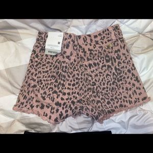 KanCan high rise pink leopard shorts